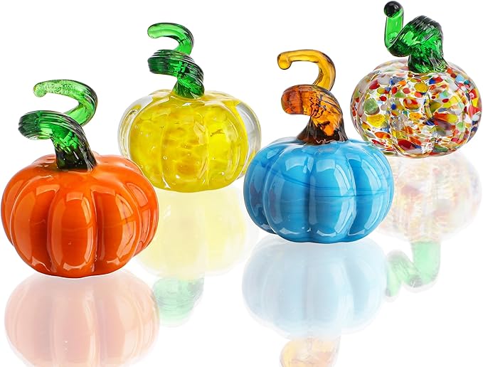 H&D HYALINE & DORA 4pcs Blown Glass Pumpkin
