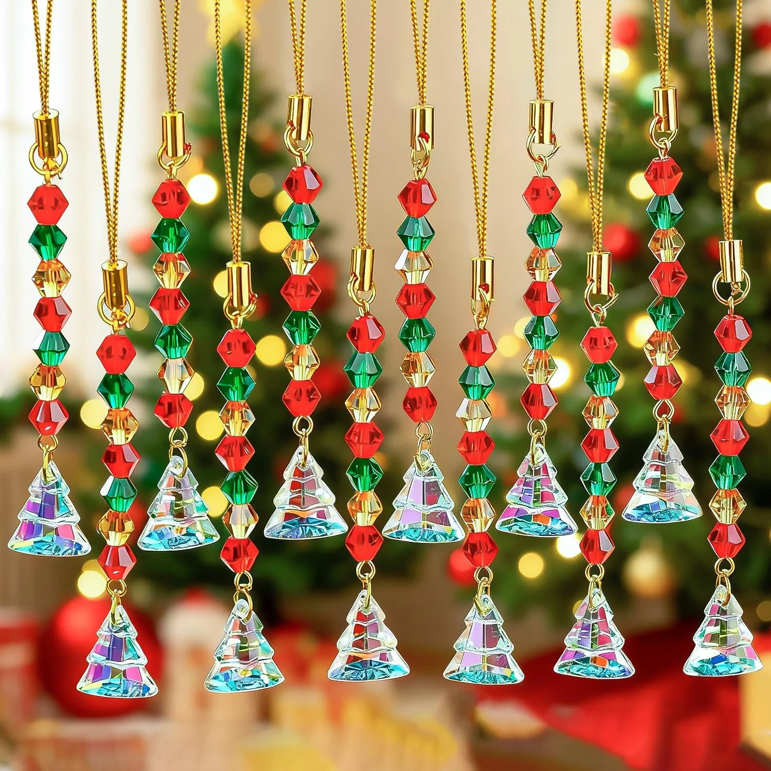 12 Pcs Christmas Tree Crystal Suncatchers AB Color