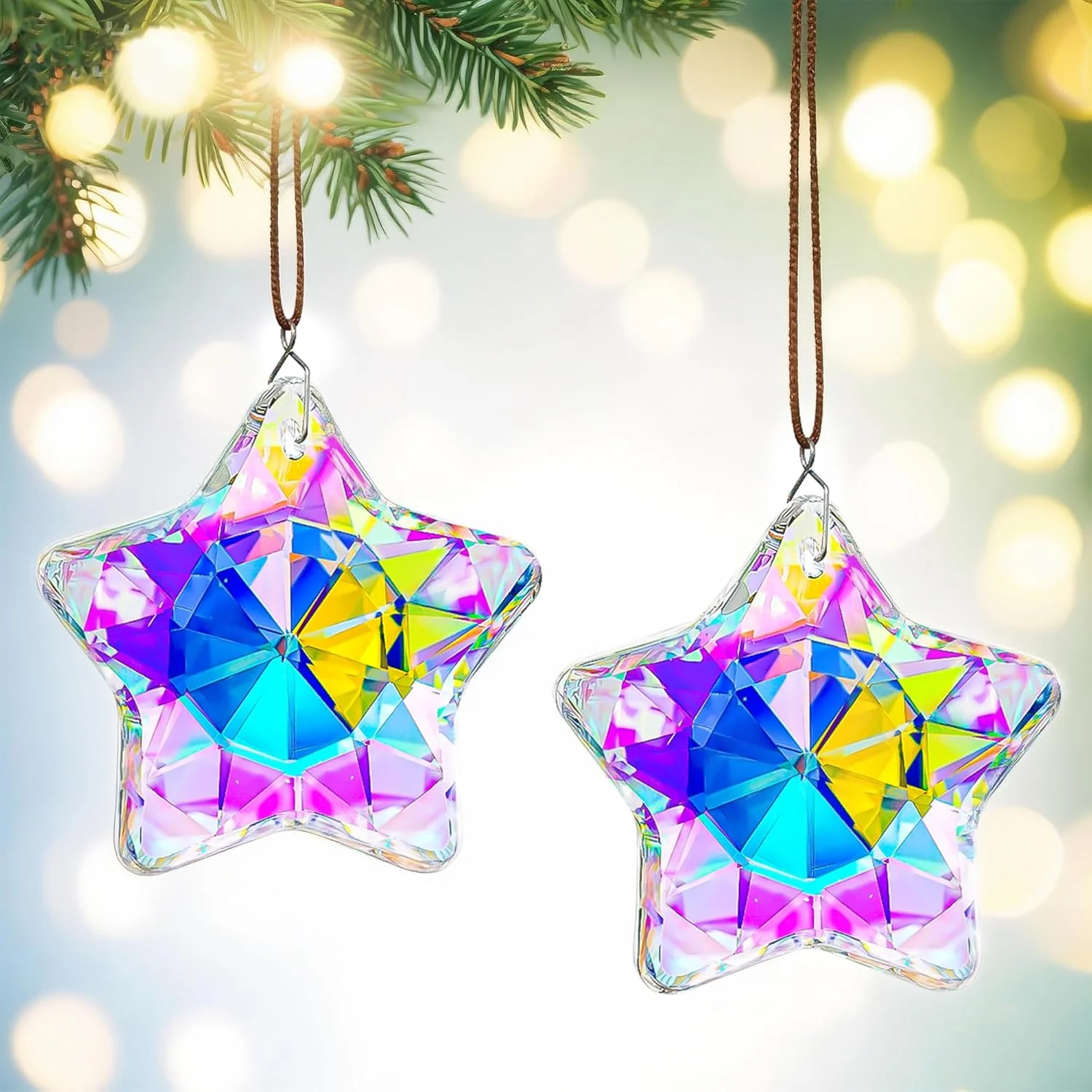 2 Pack Crystal Sun Catcher Star Prisms 2