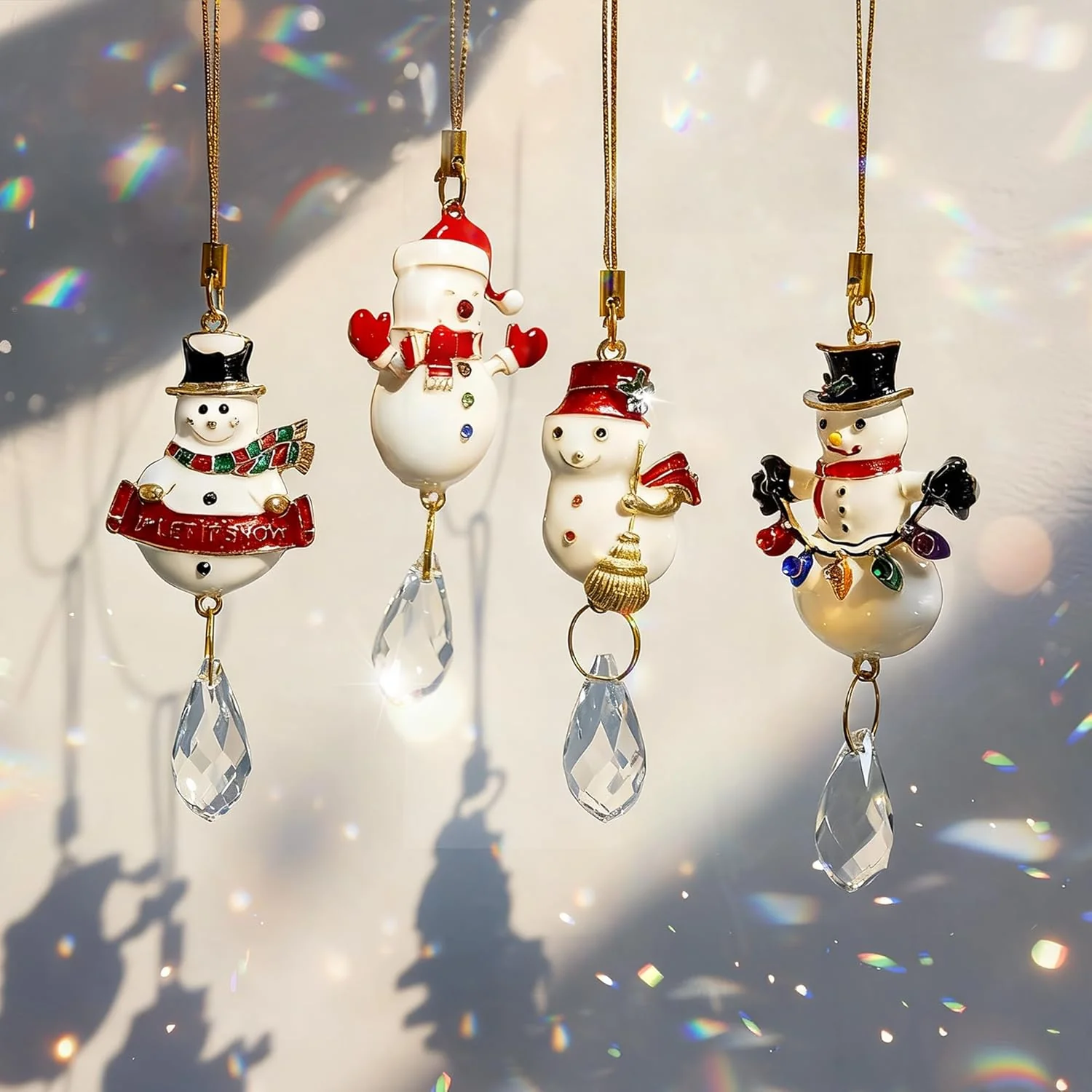 4 Pcs Christmas Snowman Suncatcher Winter Snowman 