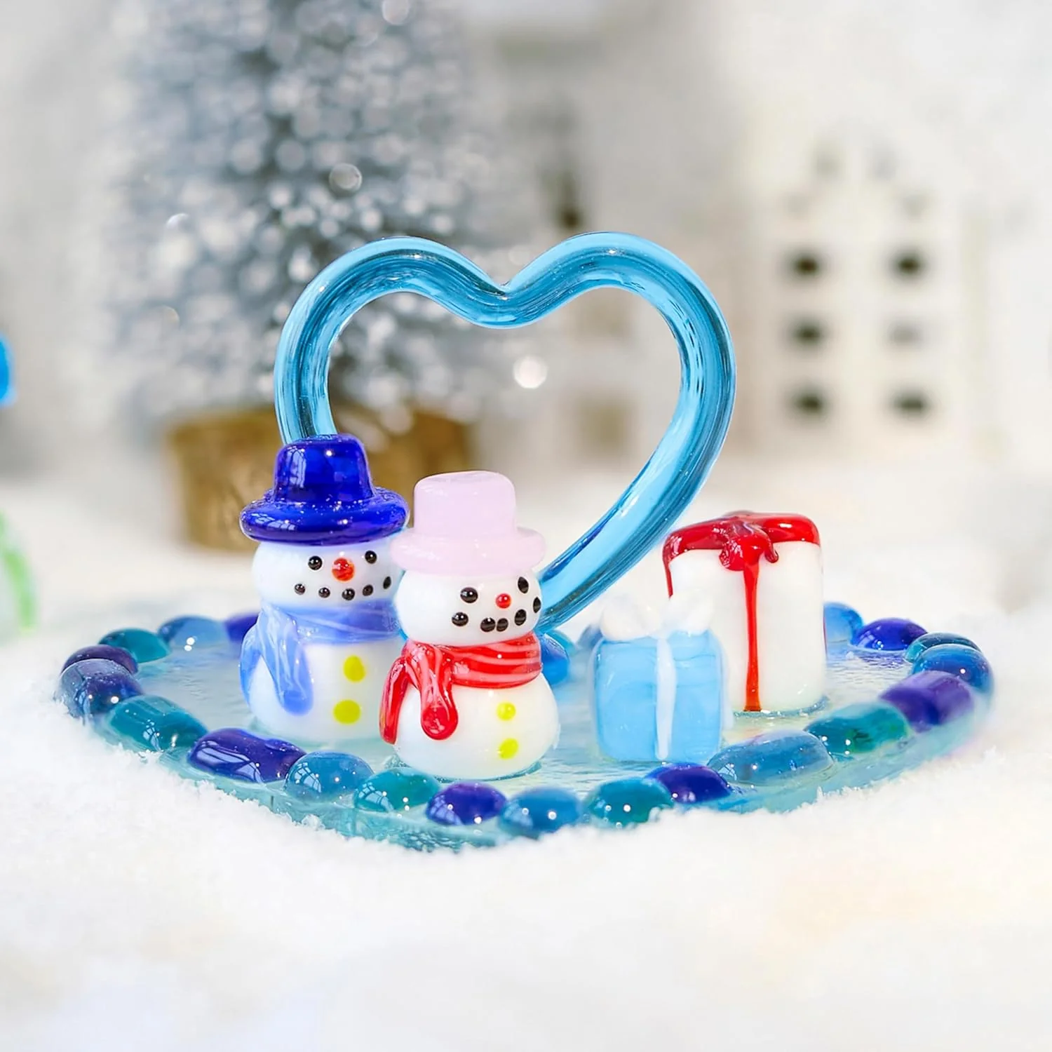 Blown Glass Christmas Snowman Figurine Xmas Snowma