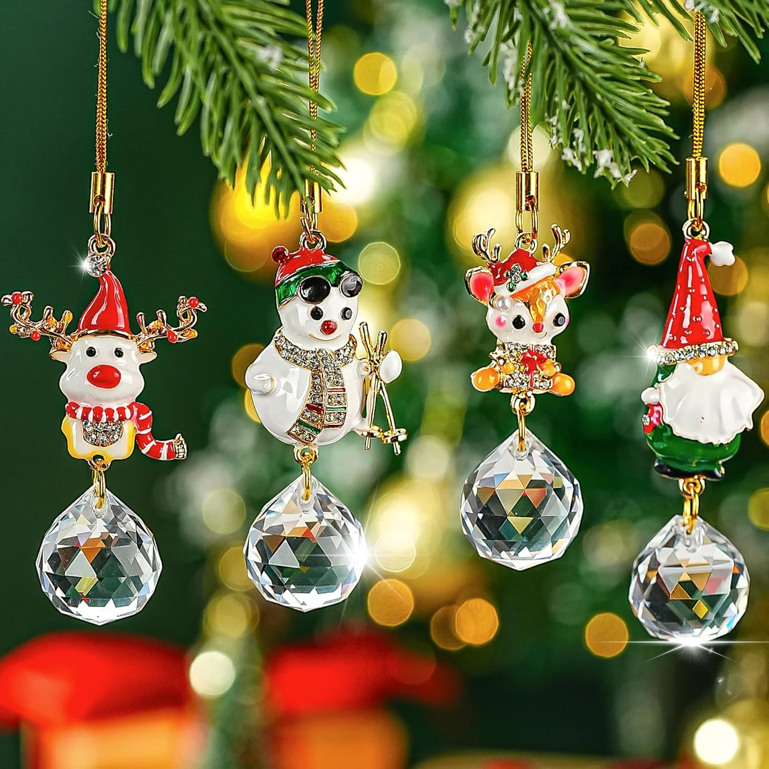 Christmas Suncatchers Set Christmas Elk Gnome Snow