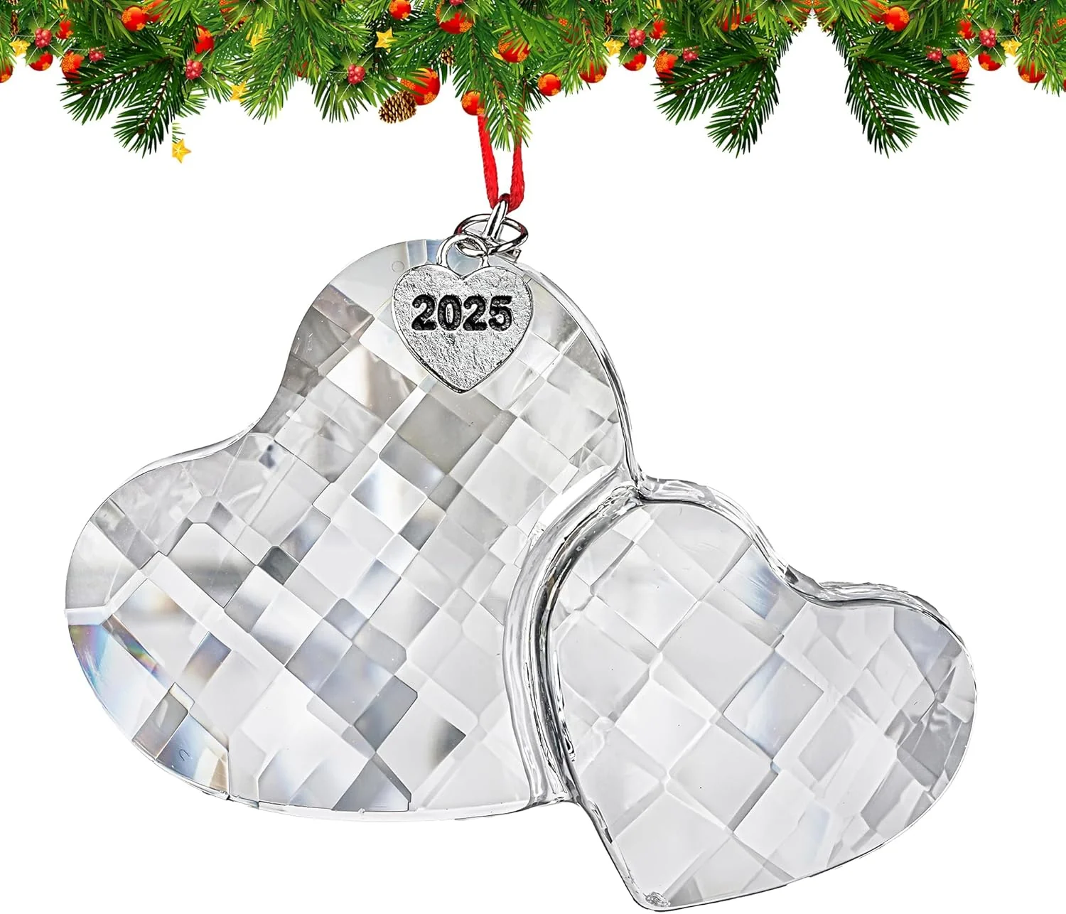 Clear 2025 Christmas Ornaments Crystal Hanging Dou