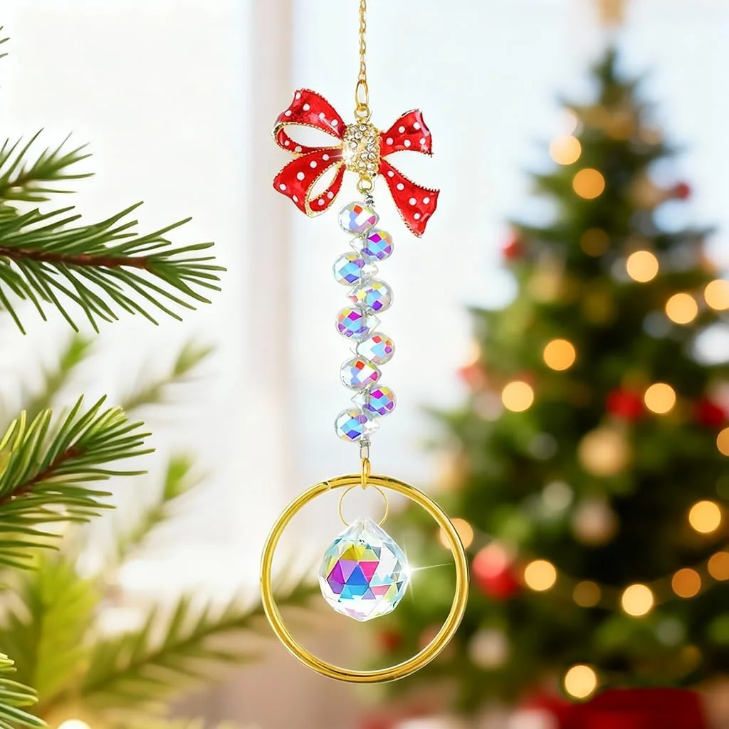 Crystal Suncatcher Rhinestones Bow-Knot Pendant Ga