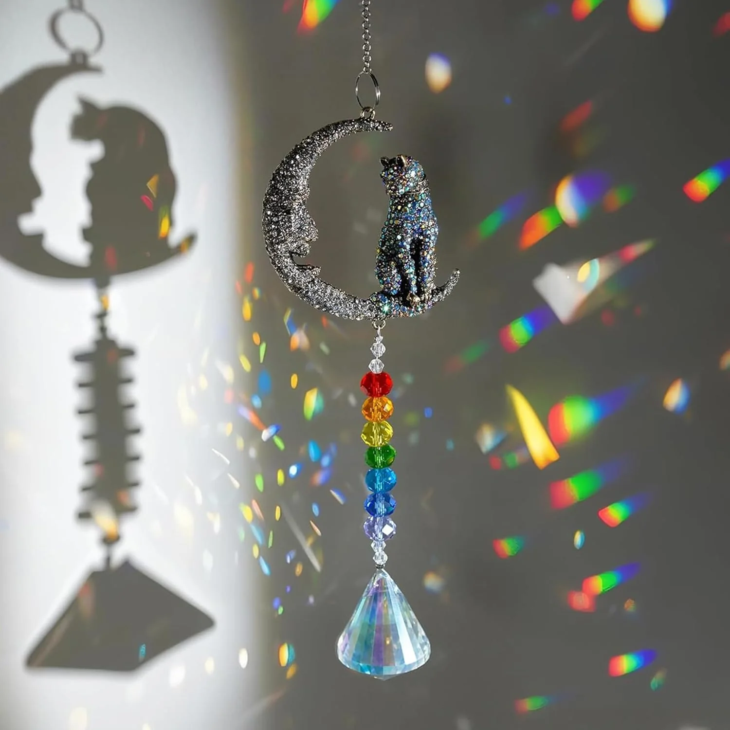 Crystal Suncatchers Moon Cat Sun Catchers Hanging 