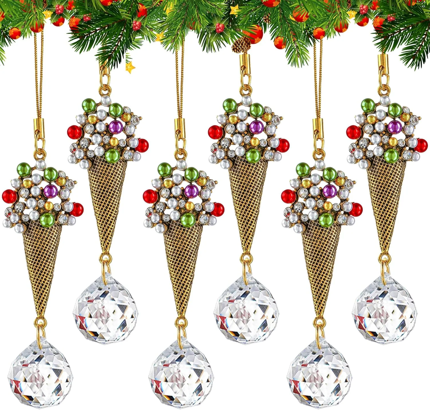 Ice Cream Christmas Decorations Suncatchers 6pcs C