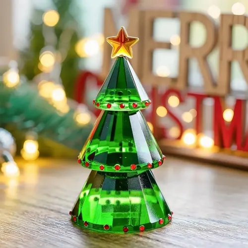 H&D Green Crystal Glass Christmas Tre...