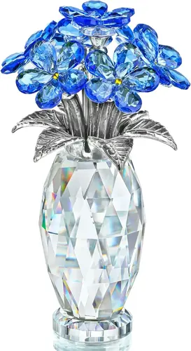 Blue Crystal Forget Me Not Flower Figurine,Flower Gifts for Women,Crystal Gla...